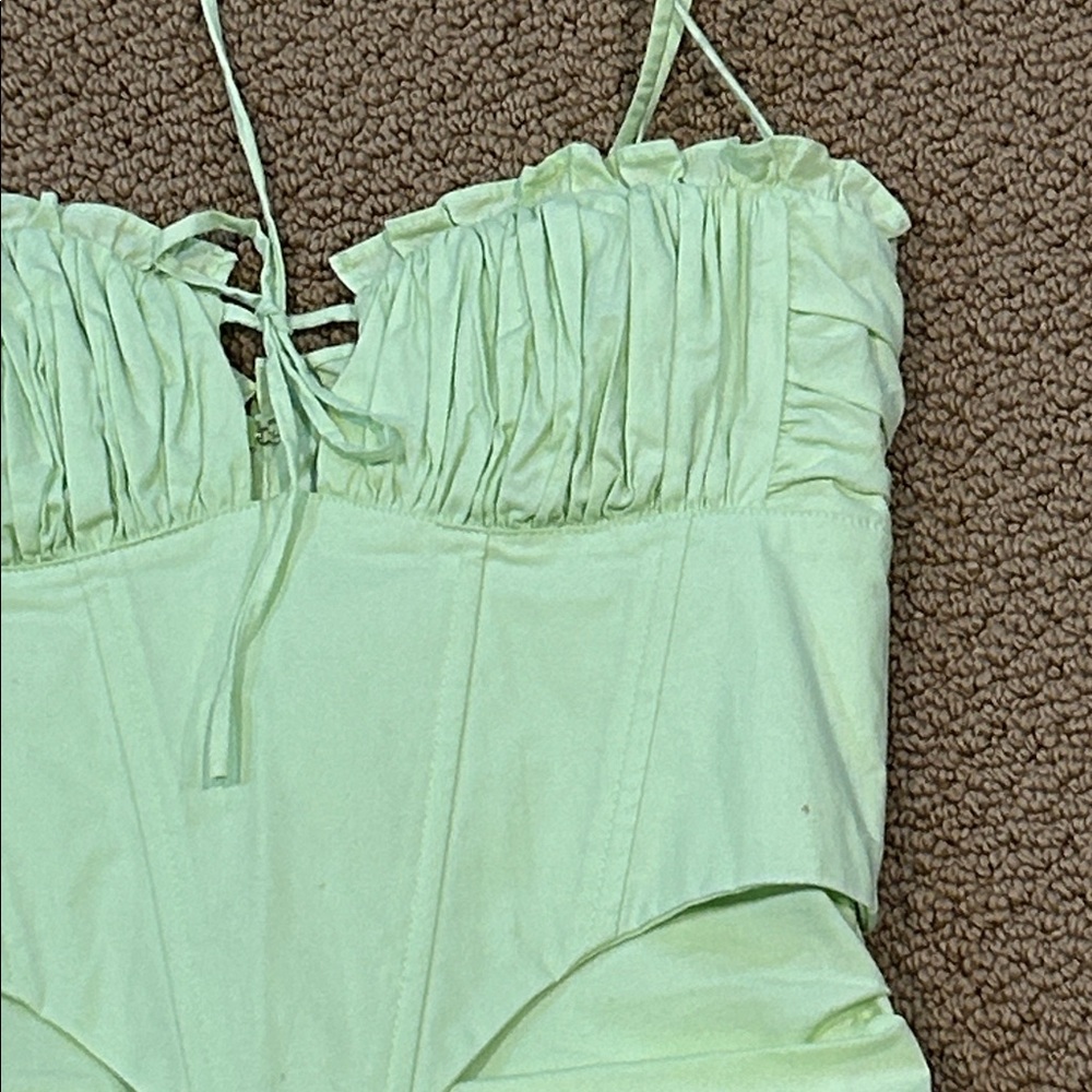 Oh Polly Sunshine Retreat Strappy Corset Mini Dress size 2 Lime Green Bodycon - Picture 5 of 16